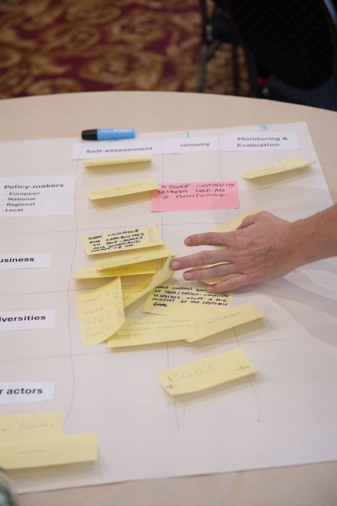 Posts-its and pens arranged on a table during a workshop at the Industry 5.0 event