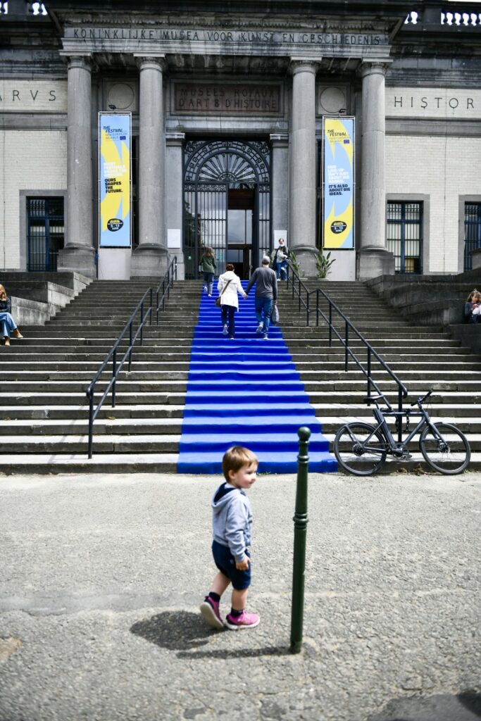 People entering the MRAH museum in Brussels for the New European Bauhaus 2026 event