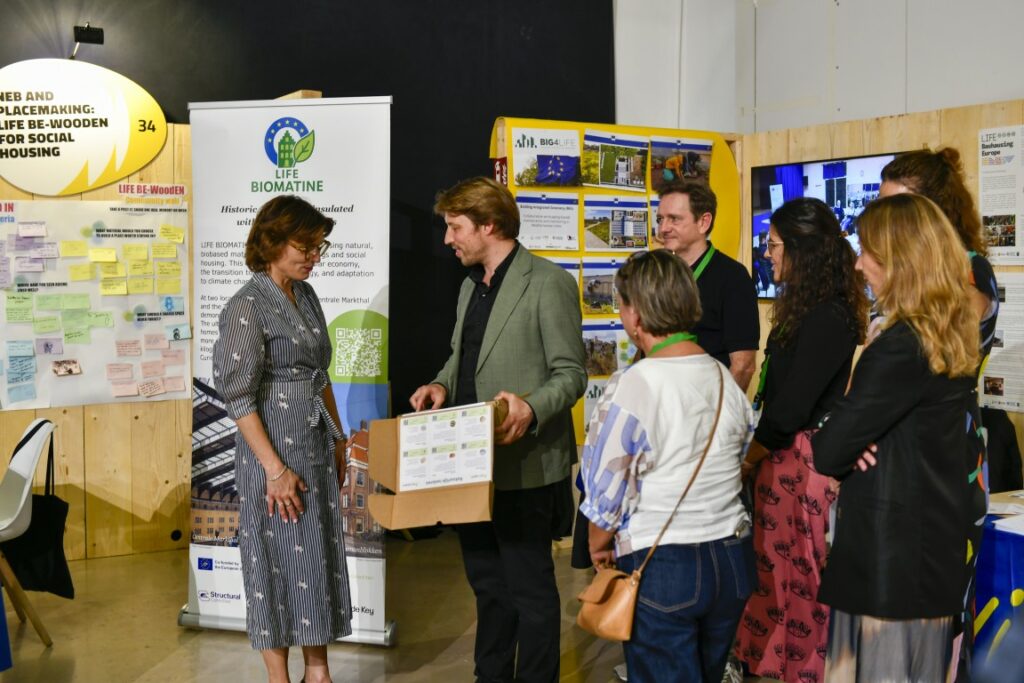 Swedish Minister Roswall visiting an exhibition stand at the New European Bauhaus 2026 FAIR